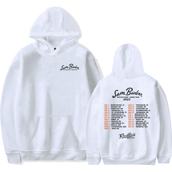 Sam Barber Merch Hoodie Restless Mind World Tour 2025 Hoodies Country Music Long Sleeve Pullover