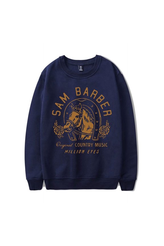 Sam Barber Merch Sweatshirt Horseshoe Logo Crewneck Men Women Casual Country Music Long Sleeve Hoodie