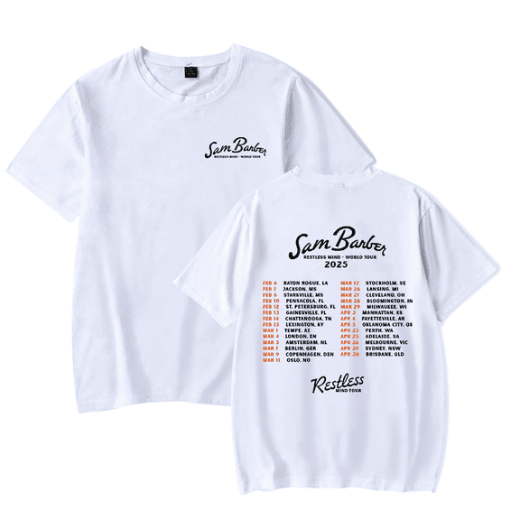 Sam Barber Merch T-Shirt Restless Mind World Tour 2025 Tees Country Music Short Sleeve
