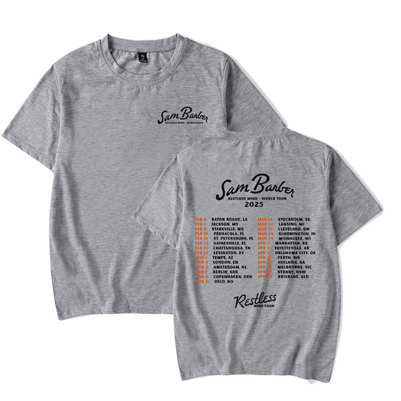 Sam Barber Merch T-Shirt Restless Mind World Tour 2025 Tees Country Music Short Sleeve