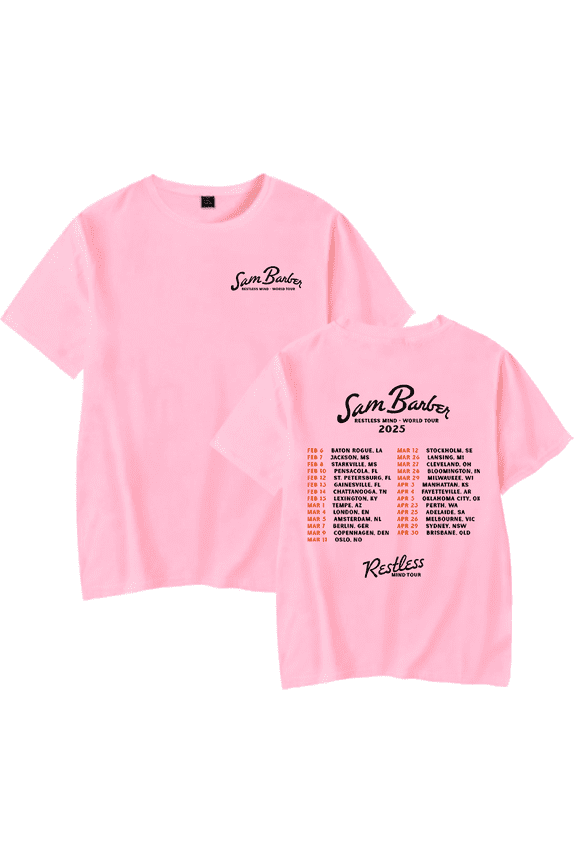 Sam Barber Merch T-Shirt Restless Mind World Tour 2025 Tees Country Music Short Sleeve