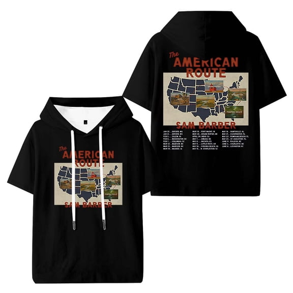 Sam Barber The American Route Tour 2026 Hooded T-Shirts Women Men Short Sleeve Tee Casual Fashion Clothes