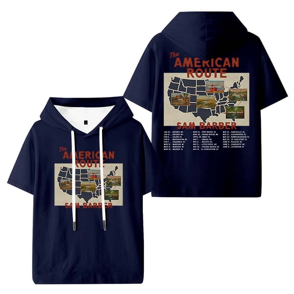 Sam Barber The American Route Tour 2026 Hooded T-Shirts Women Men Short Sleeve Tee Casual Fashion Clothes