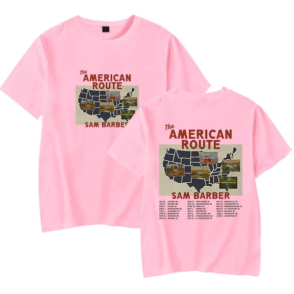 Sam Barber The American Route Tour 2026 T-Shirt Women Men Casual Crewneck Short Sleeve Fashion Tee