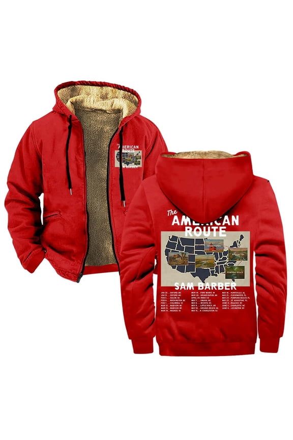 Sam Barber The American Route Tour 2026 Zipper Hoodies Women Men Jacket Parkas Long Sleeve Fashion Streetwear Coat