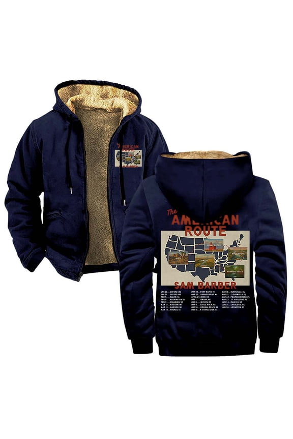 Sam Barber The American Route Tour 2026 Zipper Hoodies Women Men Jacket Parkas Long Sleeve Fashion Streetwear Coat