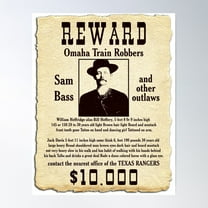 Sam Bass Gang Wanted Poster Poster Wall Art, Modern Wall Decor For Living Room Bedroom, 16x24 UNFRAMED