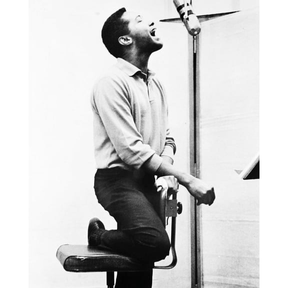 Sam Cooke 24X36 Poster Cool Iconic Pose In Profile Singing Microphone