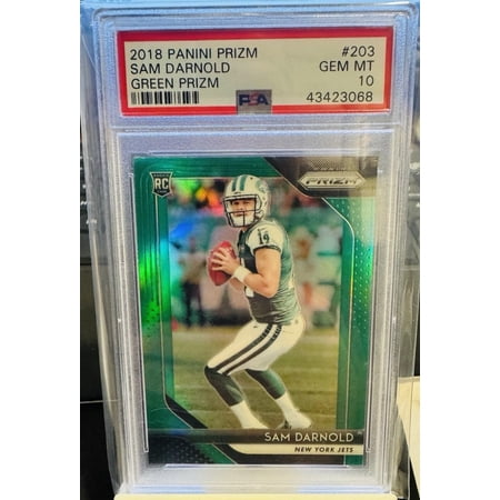 Sam Darnold 2018 Panini Prizm Football Green Prizm Rookie Card #203 Graded PSA 10 Cert #43423068
