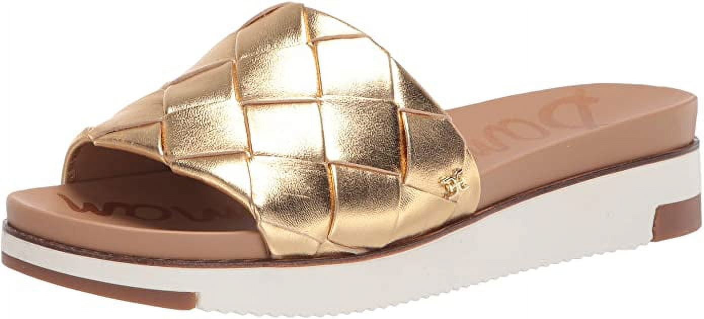 Sam Edelman Adaley Dark Gold Open-Toe Slip-On Platform Leather