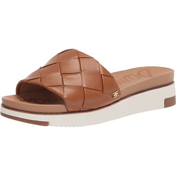 Sam Edelman Adaley Saddle Open Toe Slip On Platform Leather Slide Sandals (Saddle Leather, 8)