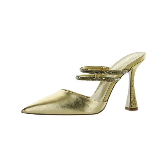 Sam Edelman Agustina Dark Gold Slip On Spool Heel Pointed Toe Detailed Pumps (Dark Gold, 8)