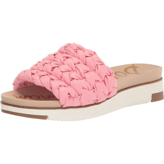 Sam Edelman Ainslie Cactus Flower Open Round Toe Braid Straps Flat Slide Sandals (Cactus Flower, 8.5)