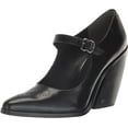 thumbnail image 1 of Sam Edelman Aleksa Black Leather Mary Jane Block Heeled Pointed Toe Pumps (Black Leather, 7.5), 1 of 6