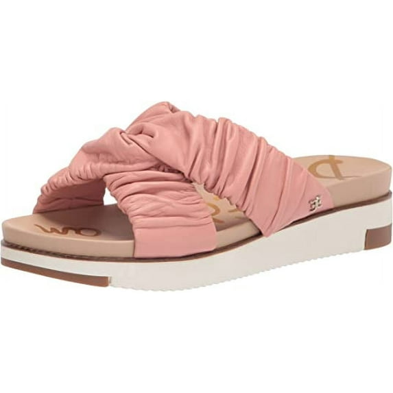 Sam Edelman Aliana Cali Rose Leather Wedge Cushioned Slip On Footbed Slide Sandal (9.5, Cali Rose)