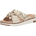 thumbnail image 1 of Sam Edelman Aliana Molten Gold Leather Wedge Heeled Slip-On Footbed Slide Sandal (11, Molten Gold), 1 of 6