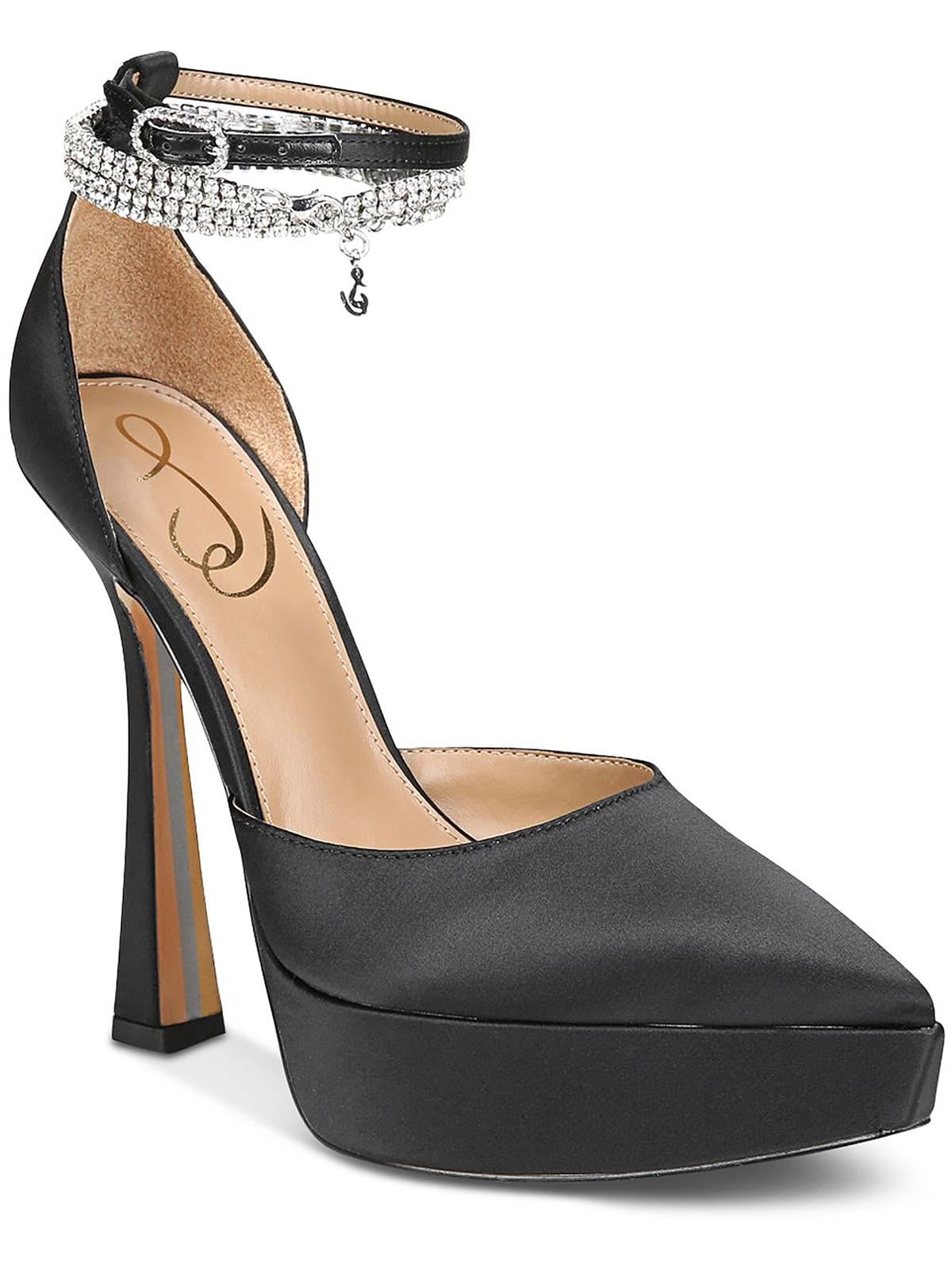 Steve Madden Sarantos Blue Satin Ankle Strap Heels – Pointy Toe Stiletto Sandals For Women