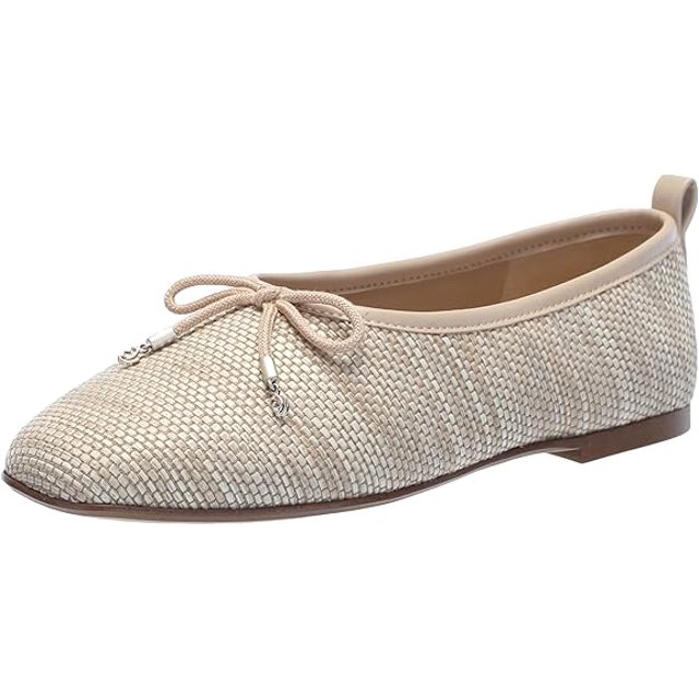 Sam Edelman Ari Black Leather Bow Detailed Slip On Squared Toe Ballet