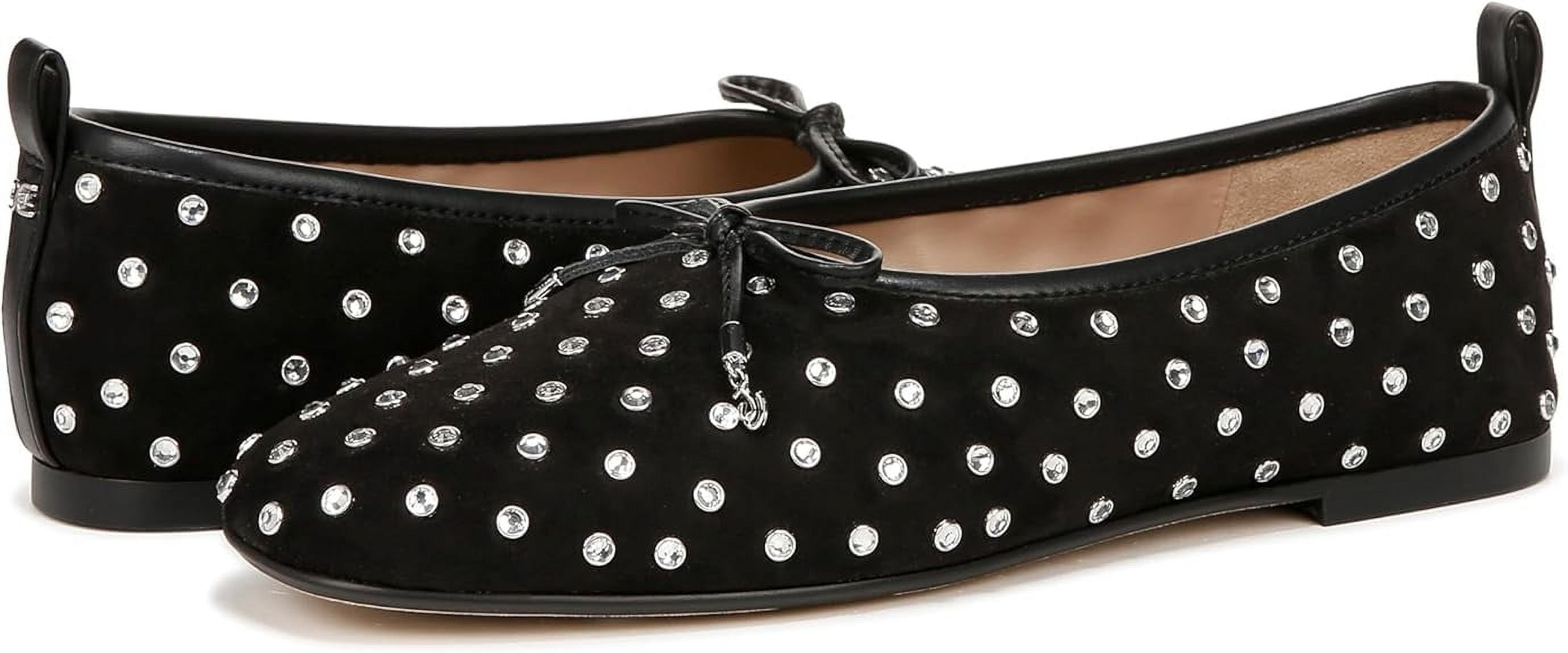 Sam Edelman Ari Black Suede Gem Slip On Pointed Toe Flexible Ballet ...