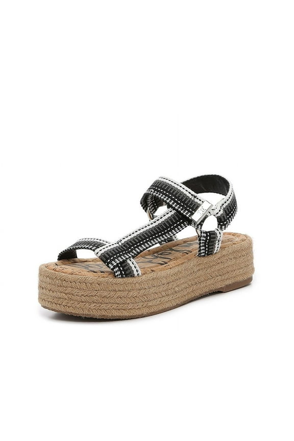 Artica Black White Woven Flatform Wedge Platform Espadrilles Sandal (BLACK WHITE, 10)