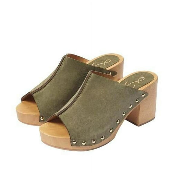 Sam Edelman Bardot Mineral Green Block Heel Open Toe Slip On Fashion Suede Mules (Mineral Green, 8.0)