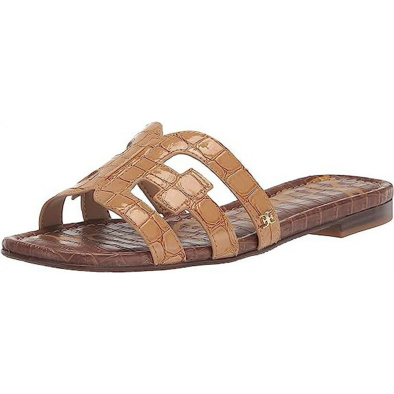Sam Edelman Bay Buff Tan Slide Mule Open Toe Slip On Leather Flats