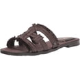 thumbnail image 1 of Sam Edelman Bay Dark Chocolate Slide Mule Open-Toe Slip-On Leather Flat Sandals (Dark Chocolate, 12), 1 of 6