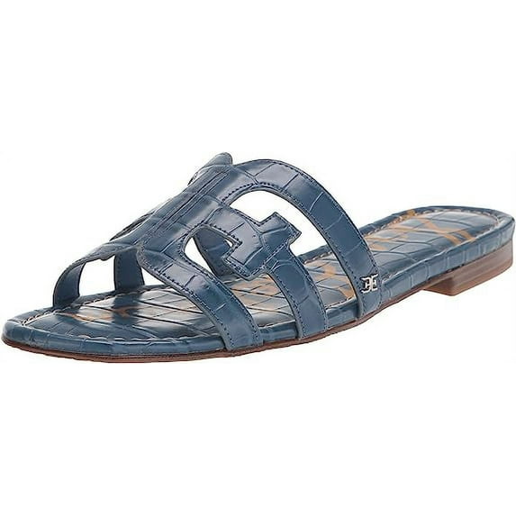 Sam Edelman Bay Deep Caspian Blue Print Slide Mule Open-Toe Slip-On Sandals (Deep Caspian Blue, 9.5)
