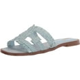 thumbnail image 1 of Sam Edelman Bay Riviera Blue Rounded Toe Slip On Leather Strap Slides Sandals (Riviera Blue, 8), 1 of 6