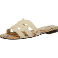 thumbnail image 1 of Sam Edelman Bay Wheat Fray Slide Open-Toe Slip-On Leather Fashion Flat Sandals (Wheat Fray, 8), 1 of 6