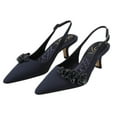 thumbnail image 1 of Sam Edelman Bianka Midnight Blue Fabric Pointed Toe Slingback Kitten Heeled Pump (Midnight Blue Fabric, 6.5), 1 of 1