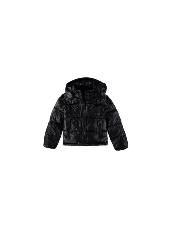 Big Girls Shiny Cire Puffer Jacket Shiny Ci Black S
