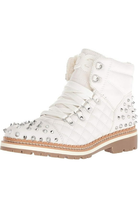 Bren Waterproof Cold Weather Combat Lace Up Ankle Boots Booties (Bright White, 7)