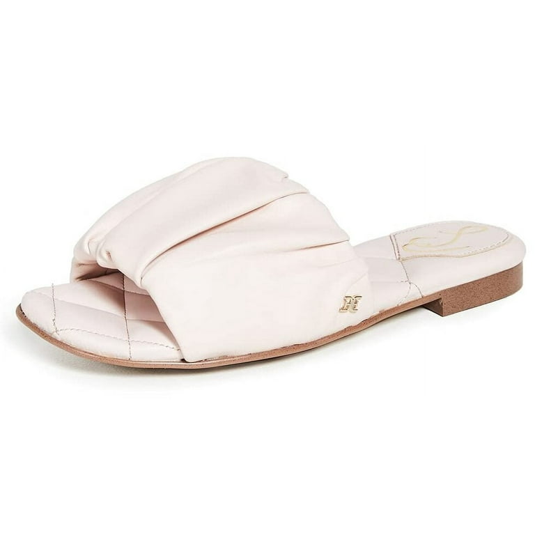 Sam Edelman Briar Pale Pink Leather Slide Open Toe Mule Comfort Flat Sandals Pale Crystal Pink 7.5 Walmart