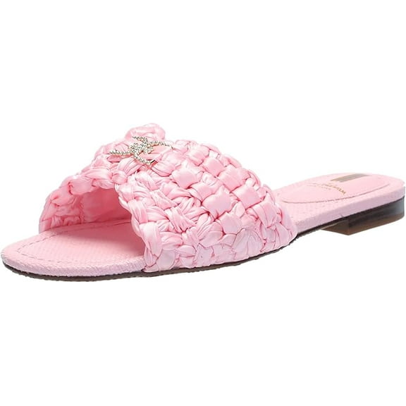 Sam Edelman Bridget Pink Rose Square Open Toe Slip On Fashion Slide Flat Sandals (Pink Rose, 7.5)