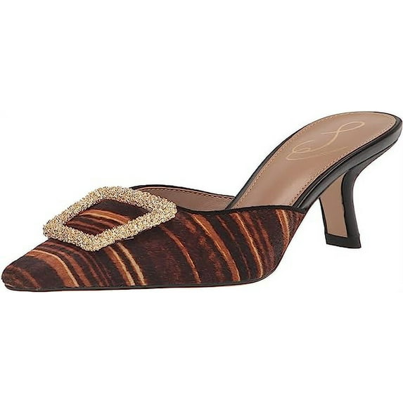 Sam Edelman Brit Brown Multi Kitten Heel Slip On Pointy Toe Fashion Pumps (Brown Multi, 7.5)