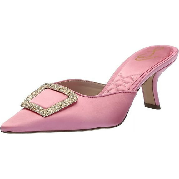 Sam Edelman Brit Pink Blossom Kitten Heel Slip On Pointed Toe Dress Pumps (Pink Blossom, 9)