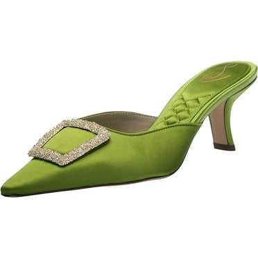 Sam Edelman Brit Sycamore Green Kitten Heel Slip On Pointed Toe Fashion Pumps (Sycamore Green, 6)