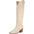 thumbnail image 1 of Sam Edelman Britten Ivory Squared Toe Block Heel Leather Knee High Western Boots (Ivory, 7), 1 of 6