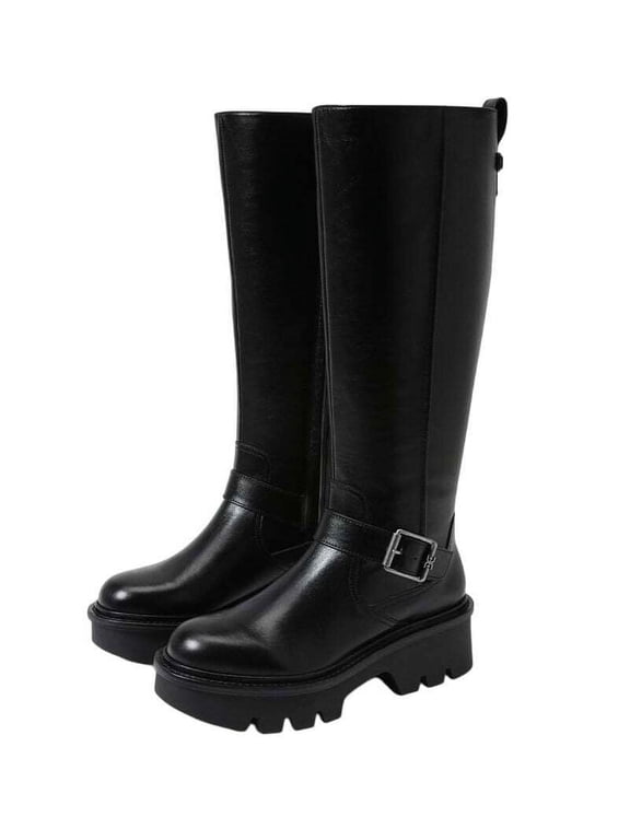 Women's Carter Motorcycle Boots Black Leather 6M