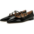 thumbnail image 1 of Sam Edelman Cass Black Leather Mary Jane Pointed Toe Fashion Flats Shoes (Black Leather, 7), 1 of 6