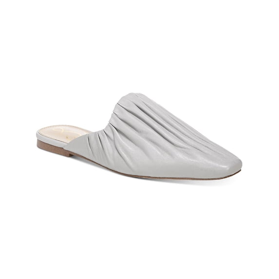 Sam Edelman Cecilia Pebble Grey Closed Almond Toe Slip On Fashion Flat Mules (Pebble Grey, 8)