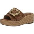 thumbnail image 1 of Sam Edelman Celia Cuoio Raffia Slip On Squared Open Toe Wedge Heeled Sandals (Cuoio Raffia, 9.5), 1 of 6