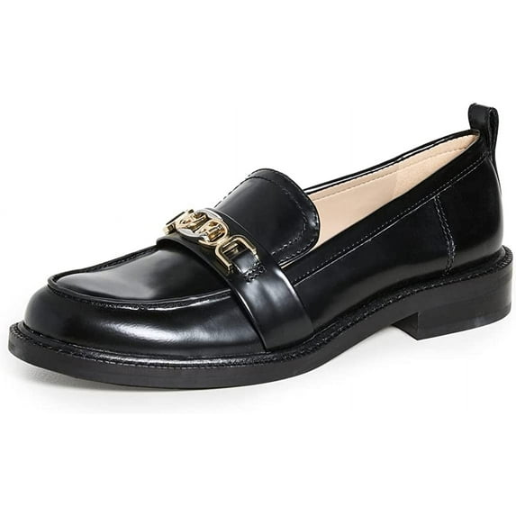 Sam Edelman Christy Black Box Leather Almond Toe Slip On Fashion Leather Loafers (Black Box Leather, 9.5)