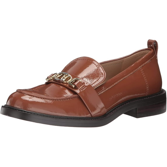 Sam Edelman Christy Burnt Caramel Closed Toe Block Heel Slip On Leather Loafers (Burnt Caramel, 7)