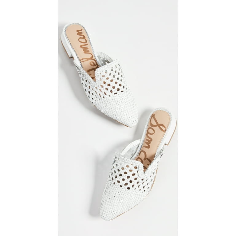 Sam Edelman Clara White Leather Perf Slip On Flat Slide Mule Sandals WHITE 5.5 Walmart