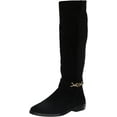 thumbnail image 1 of Sam Edelman Clive Black Suede Squared Toe Stacked Heel Knee High Fashion Boots (Black Suede, 5.5), 1 of 6
