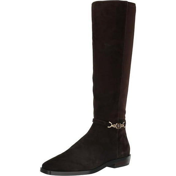Sam Edelman Clive Chocolate Brown Squared Toe Stacked Heel Knee High Boots (Chocolate Brown, 5.5)