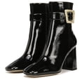 thumbnail image 1 of Sam Edelman Corinne Black Patent Block Heeled Squared Toe Fashion Ankle Boots (Black Patent, 10.5), 1 of 7