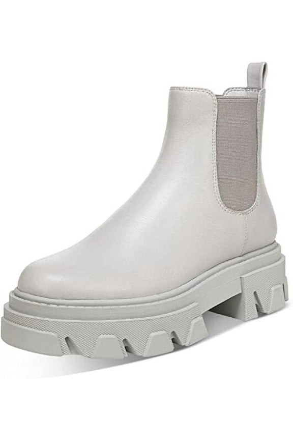 Daelyn Pebble Grey Chunky Block Heel Rounded Toe Pull On Ankle Boots (Pebble Grey, 10)